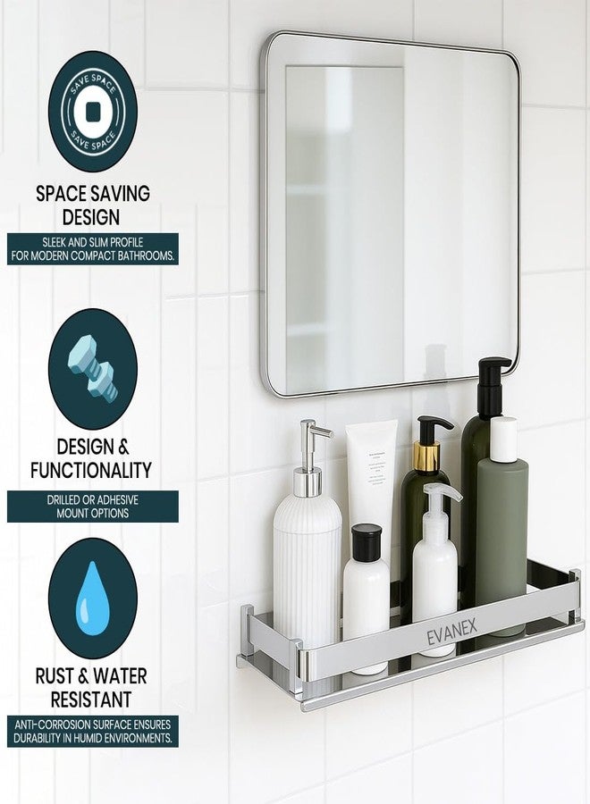EVANEX Bathroom Wall Shelf | 5x18 Inch 304 Stainless Steel Wall-Mounted Organizer Rack | Rustproof Bathroom Storage Shelf for Toiletries, Towels & Bathroom Accessories - Image 2